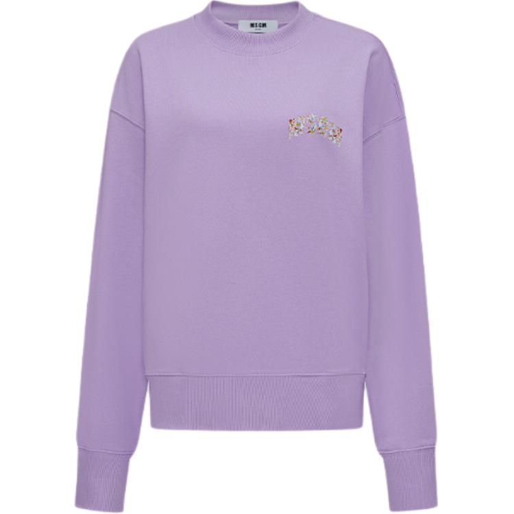 Order (W) MSGM SS24 플로럴 레터 크루넥 긴팔 스웨트셔츠 여성 바이올렛 3642MDM90-247000-Violet