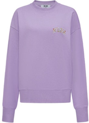 (W) MSGM SS24 플로럴 레터 크루넥 긴팔 스웨트셔츠 여성 바이올렛 3642MDM90-247000-Violet Order (W) MSGM SS24 플로럴 레터 크루넥 긴팔 스웨트셔츠 여성 바이올렛 3642MDM90-247000-Violet