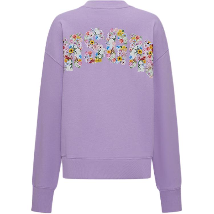 Lookbook (W) MSGM SS24 플로럴 레터 크루넥 긴팔 스웨트셔츠 여성 바이올렛 3642MDM90-247000-Violet