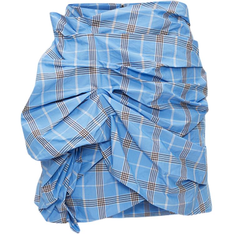 (Women) MSGM SS24 Plaid Pleated Casual Skirt Women’s Light Blue. 3642MDD06-247310-Light blue