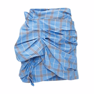 (Women) MSGM SS24 Plaid Pleated Casual Skirt Women’s Light Blue. 3642MDD06-247310-Light blue