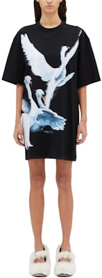 (W) MSGM 여성 블랙 스완 프린트 반팔 스트레이트 헴 원피스. 3742MDA78247798-BLACK Lookbook (W) MSGM 여성 블랙 스완 프린트 반팔 스트레이트 헴 원피스. 3742MDA78247798-BLACK