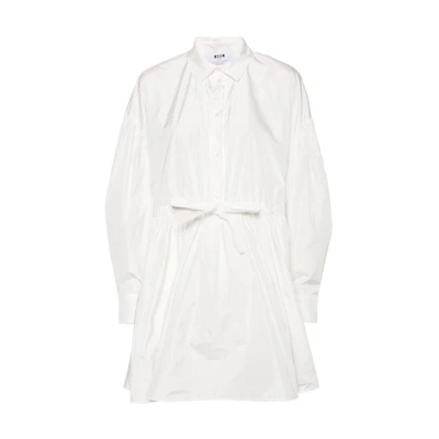 (Women) MSGM Textured Mini A-Line Long Sleeve Dress Women’s Beige. 3641MDA59247109-WHITE
