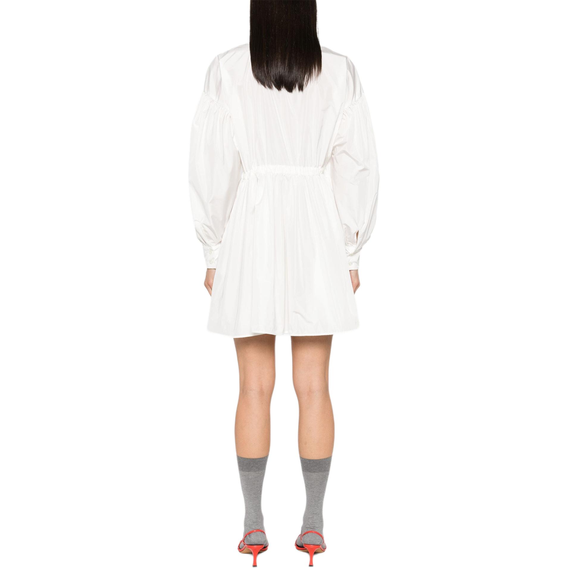 Shop (W) MSGM 텍스처드 미니 A라인 롱 슬리브 드레스 여성 베이지. 3641MDA59247109-WHITE