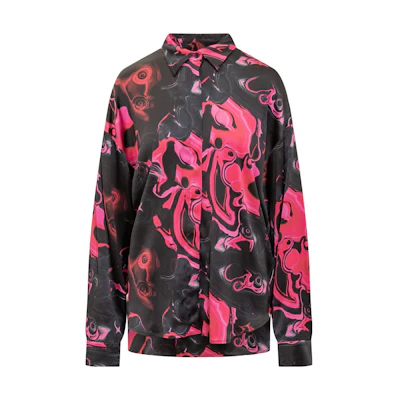 (Women) MSGM Tie-Dye Print Point Collar Button Long Sleeve Shirt Women Multicolor 3542MDE06A237860-14