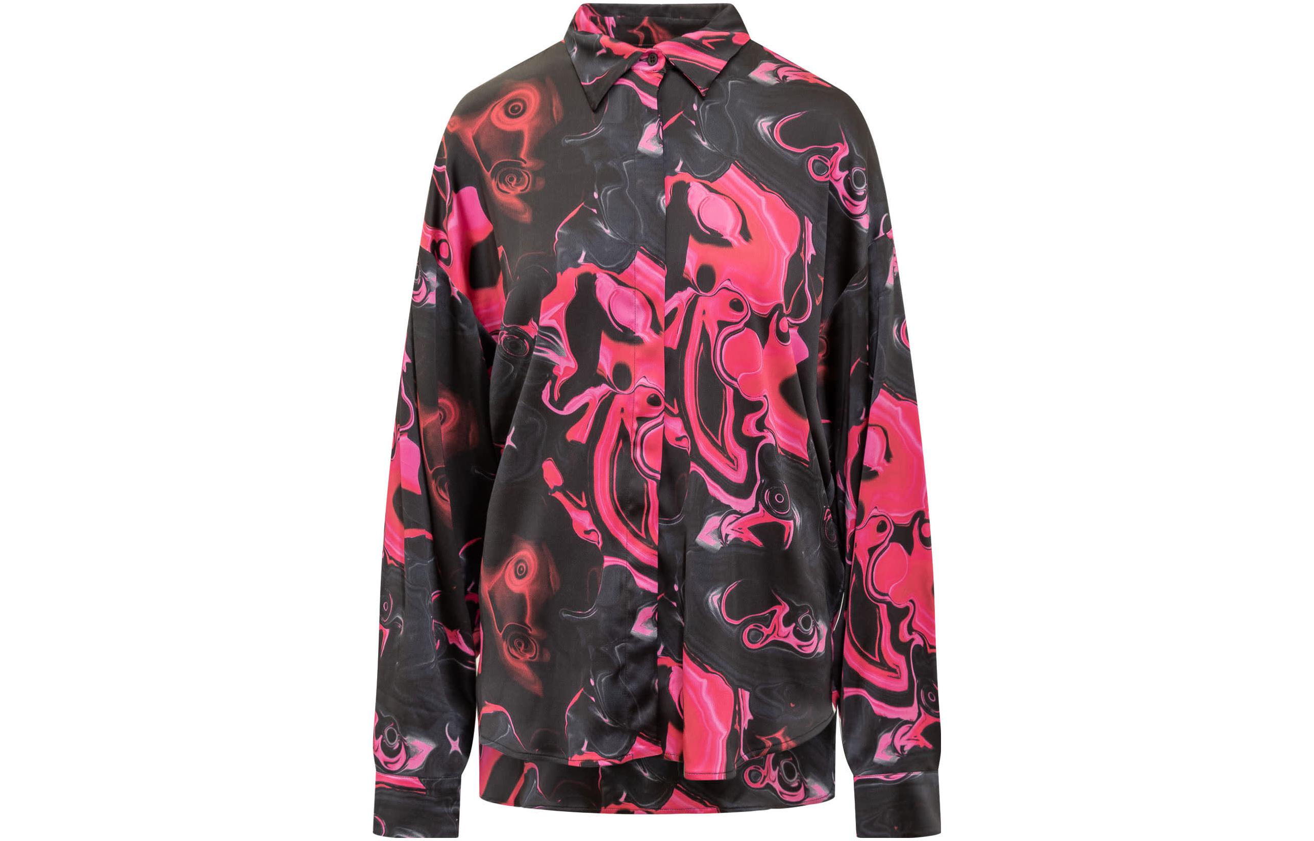 Order (W) Kemeja Wanita MSGM Tie-Dye Cetakan Kolar Butang Lengan Panjang Multicolor 3542MDE06A237860-14