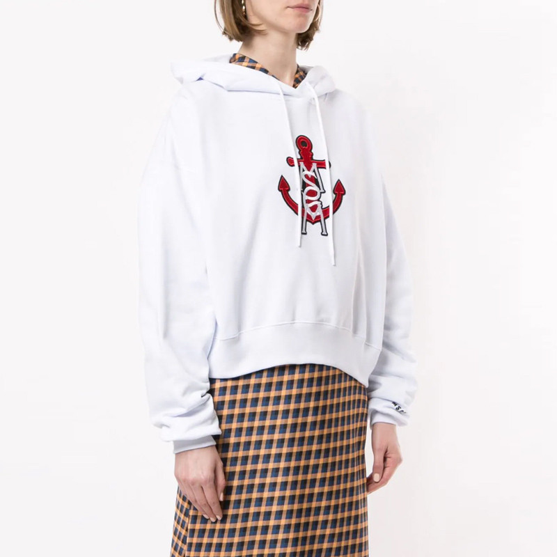 Shop (W) MSGM 白色錨圖案連帽衫 2641MDM17019529901