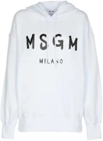 (Women) MSGM White Hoodie with Front Logo Letter Print and Drop-Shoulder Design 2000MDM515-200001-01 (Women) MSGM White Hoodie with Front Logo Letter Print and Drop-Shoulder Design 2000MDM515-200001-01