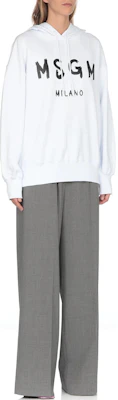 (Women) MSGM White Hoodie with Front Logo Letter Print and Drop-Shoulder Design 2000MDM515-200001-01 Lookbook (Women) MSGM White Hoodie with Front Logo Letter Print and Drop-Shoulder Design 2000MDM515-200001-01