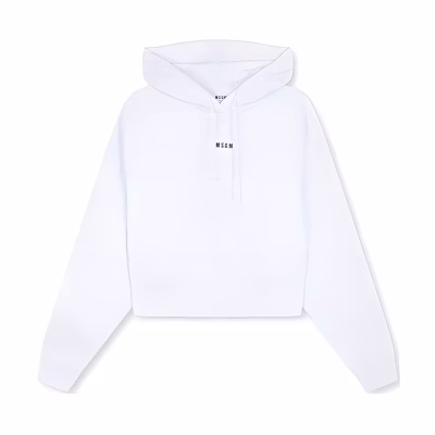 (Women) MSGM White Long-Sleeve Sweatshirt with Letter Print 2000MDM509-200001-1