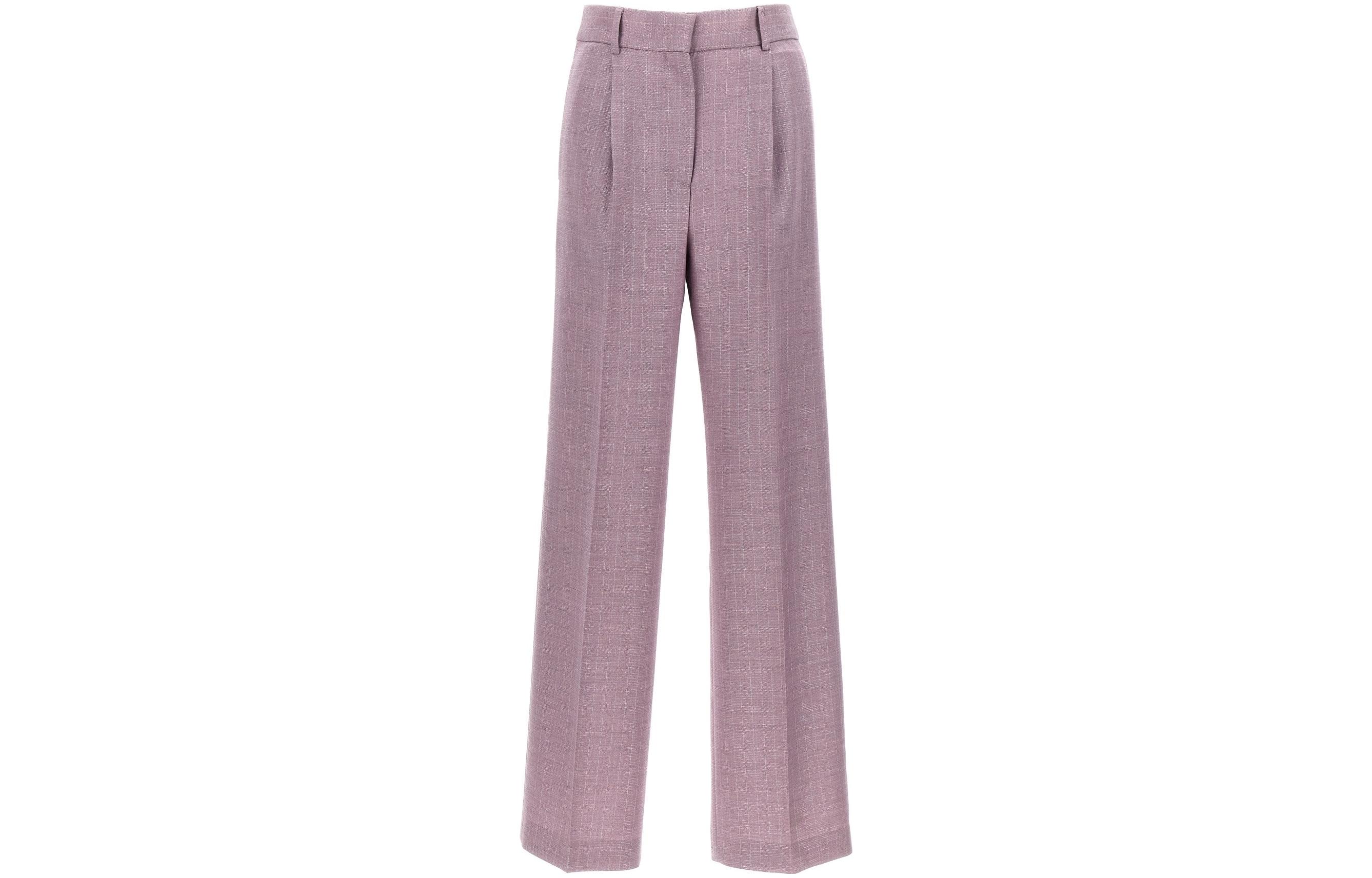 (Women) MSGM Women’s Solid Straight Zipper Casual Pants Purple. 3542MDP18-237814-70