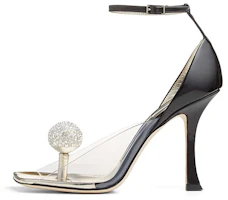 (Women) Mugler x Jimmy Choo 10cm Leather Crystal High Heel Sandals Black JCXMSANDALAJG Black (Women) Mugler x Jimmy Choo 10cm Leather Crystal High Heel Sandals Black JCXMSANDALAJG Black
