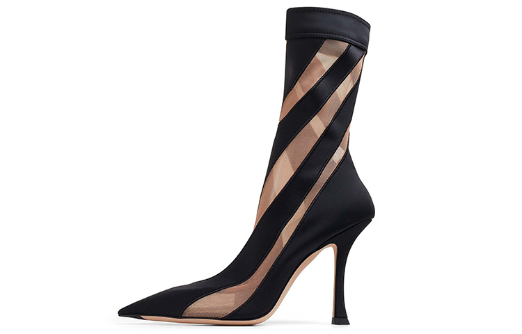 (Women) Mugler x Jimmy Choo Sock-Style Fashion Ankle Boots Black Nude JCXM Sock Ankle Boot AJJ in Black Nude Color