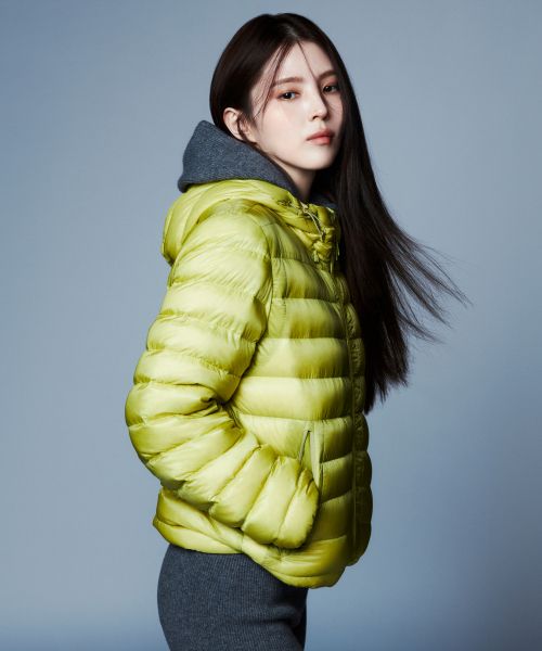 (Women) Musinsa Standard Women [City Leisure]  Sheer Hooded Light Down Jacket [Yellow Green] MWFDJ9A02-YG