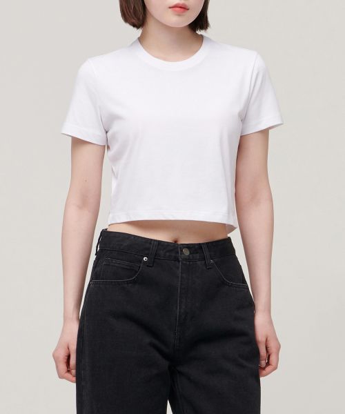 Order (Women) MUSINSA STANDARD WOMEN [Cool Standard] Crew Neck Crop T-Shirt [White] MWBTS5Z10-WH