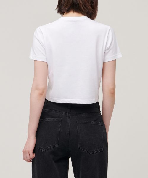Lookbook (Women) MUSINSA STANDARD WOMEN [Cool Standard] Crew Neck Crop T-Shirt [White] MWBTS5Z10-WH