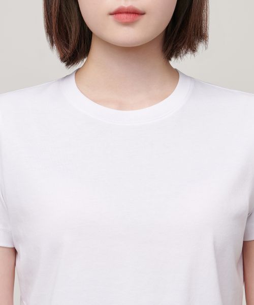 Shop (Women) MUSINSA STANDARD WOMEN [Cool Standard] Crew Neck Crop T-Shirt [White] MWBTS5Z10-WH