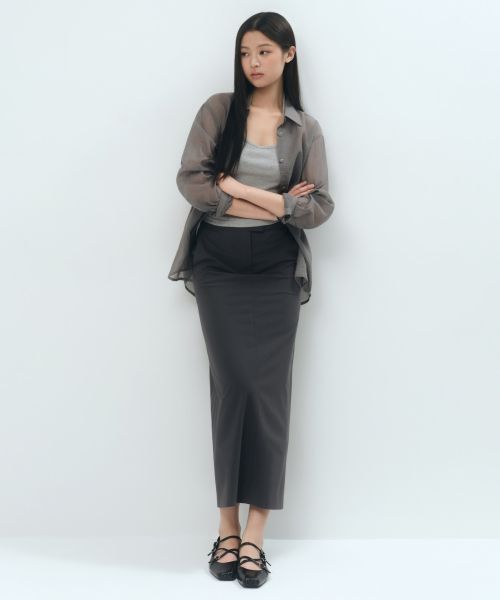 (Women) MUSINSA STANDARD WOMEN [Cool Standard] Straight Maxi Skirt [Gray] MWFSK5C02-GR