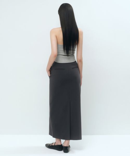 Lookbook (Women) MUSINSA STANDARD WOMEN [Cool Standard] Straight Maxi Skirt [Gray] MWFSK5C02-GR