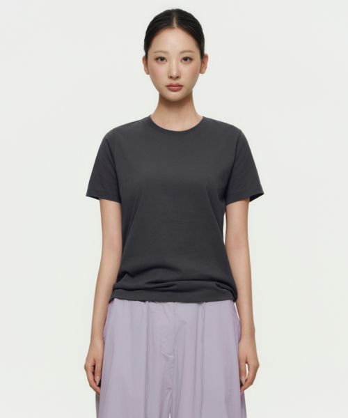 (Women) MUSINSA STANDARD WOMEN [Coolstandard] Basic Crew Neck T-Shirt [Dark Grey] MWATS5Z09-DG