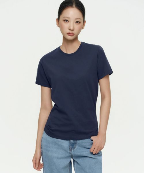 (Women) MUSINSA STANDARD WOMEN [Coolstandard] Basic Crew Neck T-Shirt [Navy] MWATS5Z09-NA