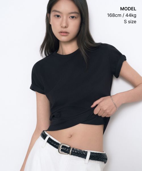 Order (Women) MUSINSA STANDARD WOMEN [Coolstandard] Basic Crew Neck T-Shirt [Black] MWATS5Z09-BK
