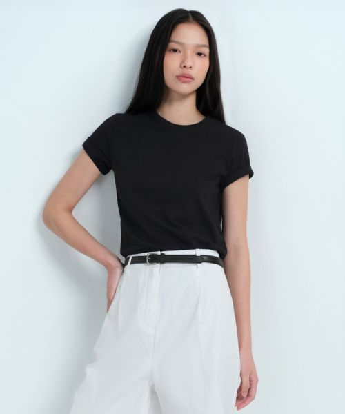 Lookbook (Women) MUSINSA STANDARD WOMEN [Coolstandard] Basic Crew Neck T-Shirt [Black] MWATS5Z09-BK