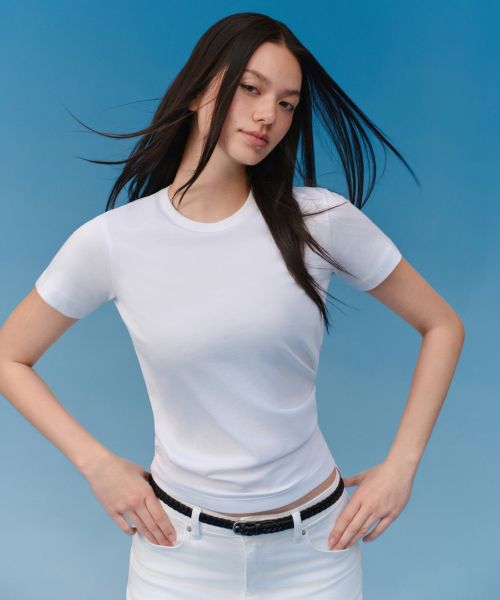 Lookbook (Women) MUSINSA STANDARD WOMEN [Coolstandard] Basic Crew Neck T-Shirt [White] MWATS5Z09-WH