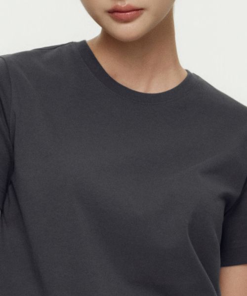 Shop (Women) MUSINSA STANDARD WOMEN [Coolstandard] Basic Crew Neck T-Shirt [Dark Grey] MWATS5Z09-DG