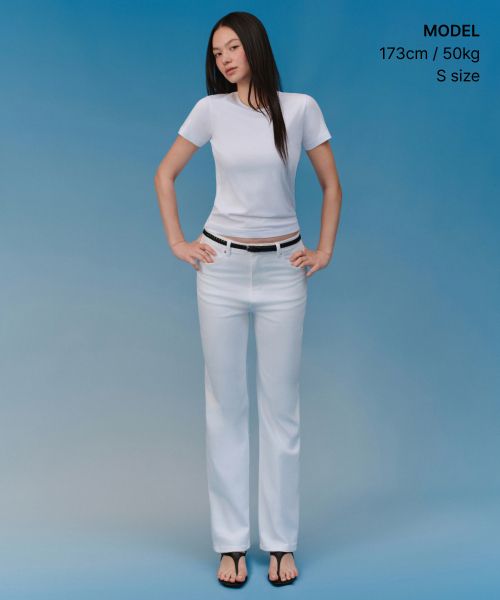 Shop (Women) MUSINSA STANDARD WOMEN [Coolstandard] Basic Crew Neck T-Shirt [White] MWATS5Z09-WH