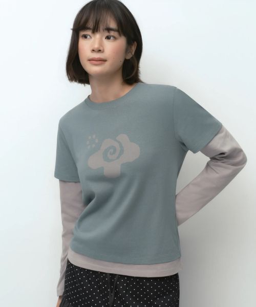 (Women) Musinsa Standard Women [Ohesio Collab] Layered Long-Sleeve T-Shirt [Mint Gray] MWFTL9D61-NG