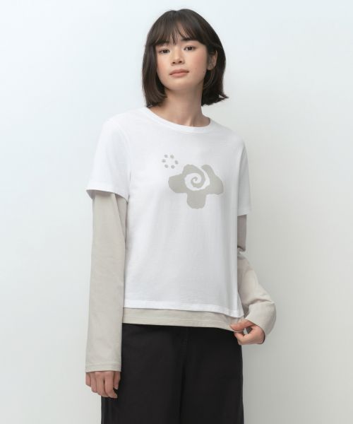 (Women) Musinsa Standard Women [Ohesio Collab] Layered Long Sleeve T-Shirt [White] MWFTL9D61-WH