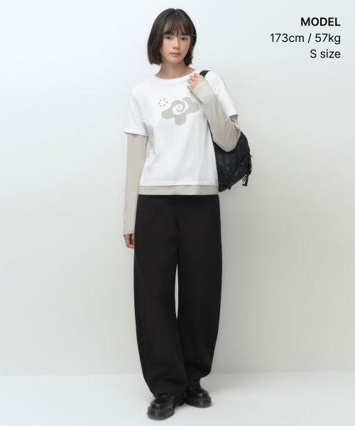 Order (W) ムシンサスタンダード ウィメンズ Ohesioコラボ レイヤード長袖Tシャツ ホワイト MWFTL9D61-WH