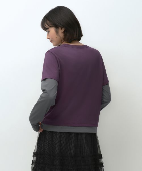 Lookbook (W) MUSINSA STANDARD 女款【Ohesio联名】叠穿风长袖T恤【梅子紫】 MWFTL9D61-PC
