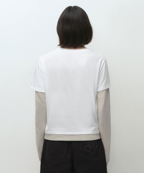 Lookbook (W) ムシンサスタンダード ウィメンズ Ohesioコラボ レイヤード長袖Tシャツ ホワイト MWFTL9D61-WH