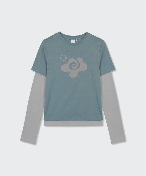 Shop (W) Musinsa Standard Wanita Ohesio Baju-T Lengan Panjang Berlapis Kelabu Pudina MWFTL9D61-NG