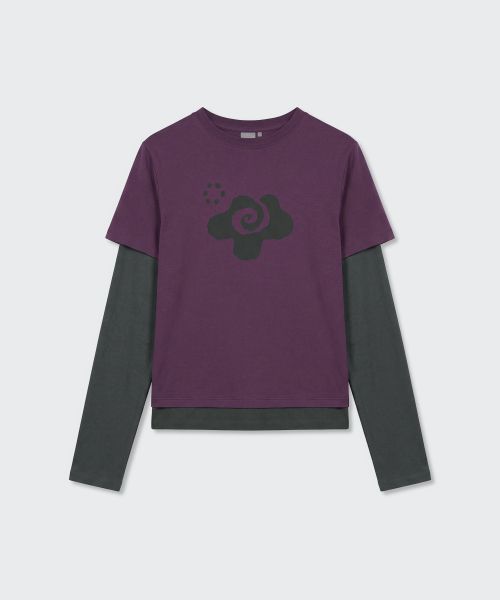 Shop (W) MUSINSA STANDARD 女款【Ohesio联名】叠穿风长袖T恤【梅子紫】 MWFTL9D61-PC