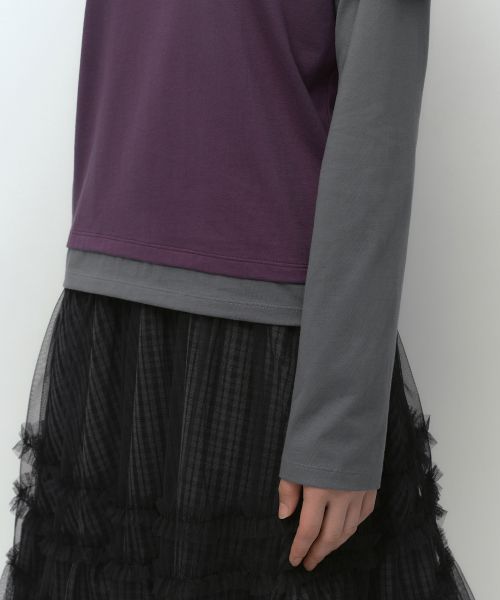 Details for (W) MUSINSA STANDARD 女款【Ohesio联名】叠穿风长袖T恤【梅子紫】 MWFTL9D61-PC