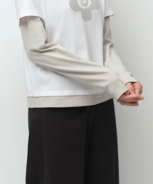 Details for (W) ムシンサスタンダード ウィメンズ Ohesioコラボ レイヤード長袖Tシャツ ホワイト MWFTL9D61-WH