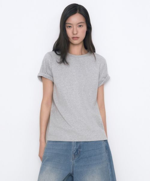(Women) MUSINSA STANDARD WOMEN Basic Crew Neck T-Shirt [Medium Gray] MWJTS0Z02-MR