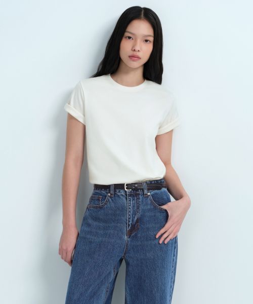 (Women) Musinsa Standard Women Basic Crew Neck T-Shirt [Cream] MWJTS0Z02-CR