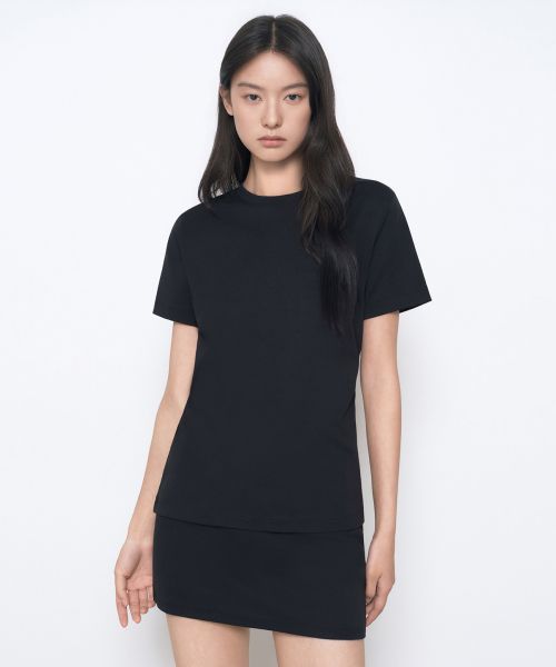 (Women) MUSINSA STANDARD WOMEN Basic Crew Neck T-Shirt [Black] MWJTS0Z02-BK