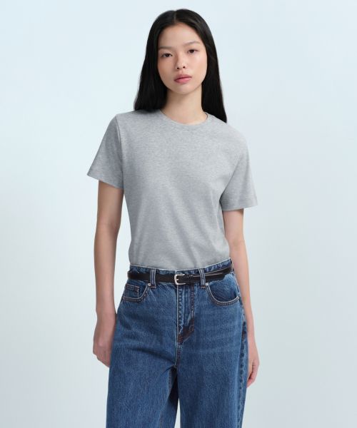 Lookbook (Women) MUSINSA STANDARD WOMEN Basic Crew Neck T-Shirt [Medium Gray] MWJTS0Z02-MR