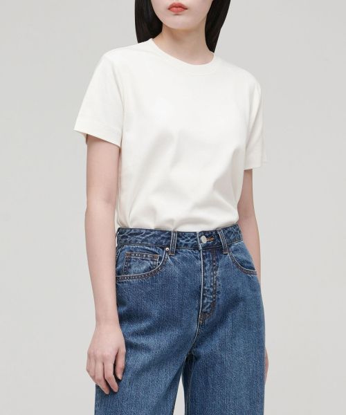 Lookbook (Women) Musinsa Standard Women Basic Crew Neck T-Shirt [Cream] MWJTS0Z02-CR