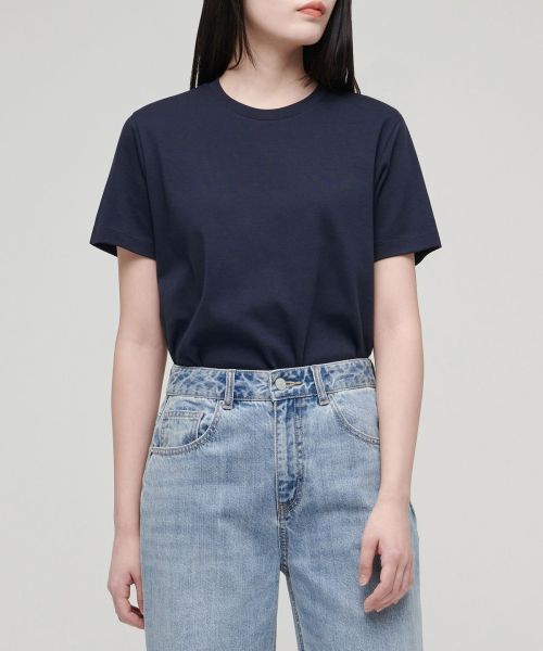 Lookbook (W) MUSINSA STANDARD 女士基本款圆领T恤 [深蓝色] MWJTS0Z02-DN