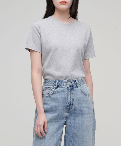 Purchase (Women) MUSINSA STANDARD WOMEN Basic Crew Neck T-Shirt [Medium Gray] MWJTS0Z02-MR