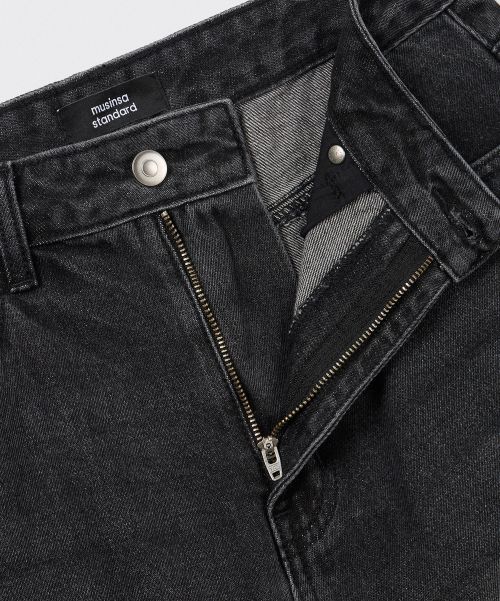 Shop (W) MUSINSA STANDARD WOMEN ビッグブラッシュワイドバミューダデニムパンツ [ウォッシュブラック] MWENH4Z22-WC