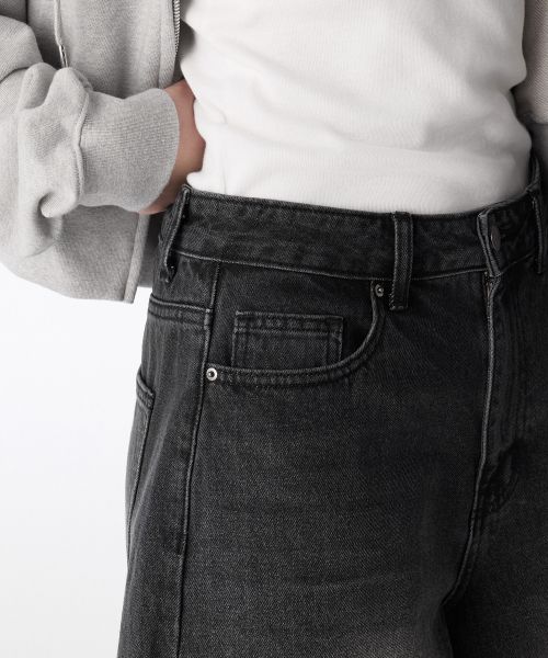Purchase (W) MUSINSA STANDARD WOMEN ビッグブラッシュワイドバミューダデニムパンツ [ウォッシュブラック] MWENH4Z22-WC