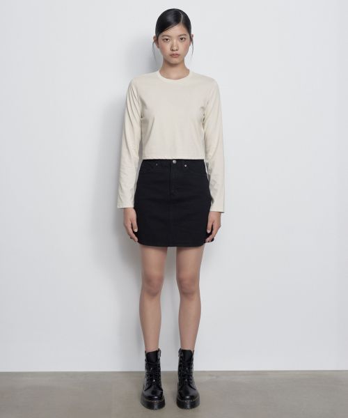 (Women) MUSINSA STANDARD WOMEN Black Denim Mini Skirt MWASN4Z01-BK