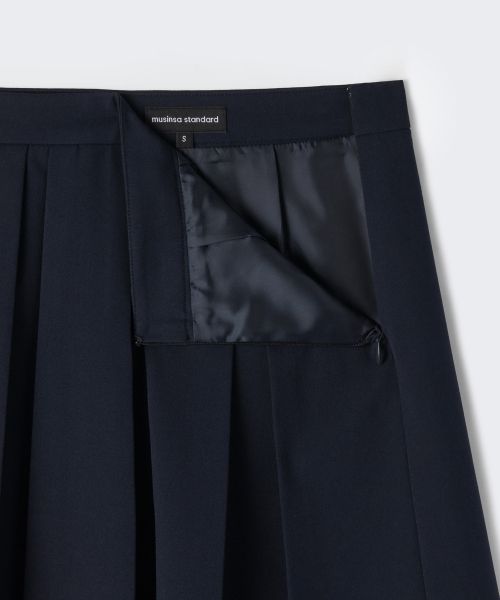 Purchase (Women) MUSINSA STANDARD WOMEN Bold Pleated Knee-Length Skirt [Navy] MWFSK5B08-NA